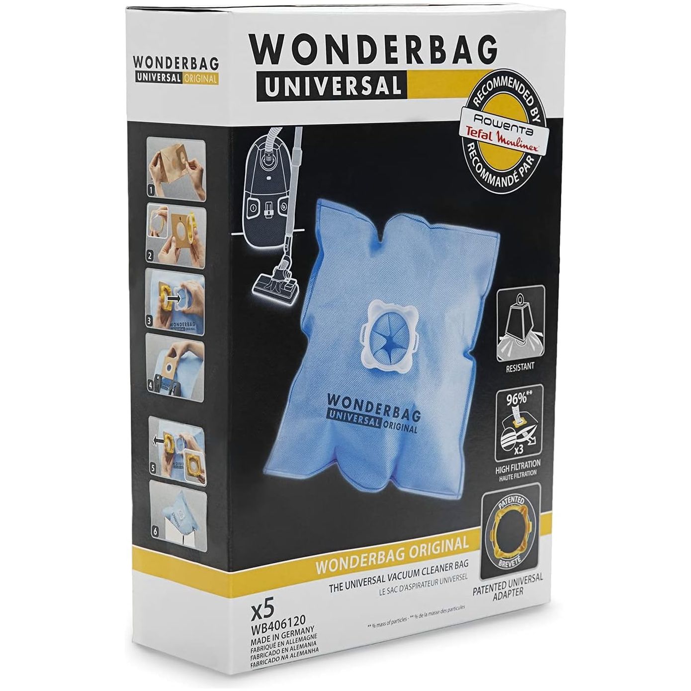 Wonderbag WB406120 Pack of 5 Classic Dustbags